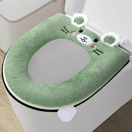 Husă Premium Verde pentru Capac Toaletă cu Pluș Moale – Groasă, Impermeabilă, cu Fermoar | Confort 4 Sezoane